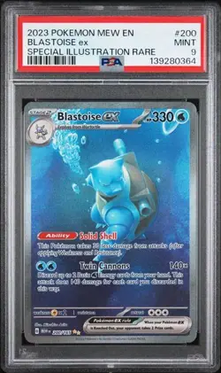 PSA 9 MINT Blastoise ex 200/165 Sv: Scarlet & Violet 151 Holo Pokemon 2023 - Image 1