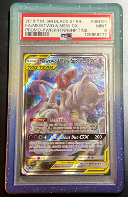 2019 Pokemon Mewtwo & Mew GX SM191 PSA 9 Sun & Moon Promo Power Partnerships - Image 1
