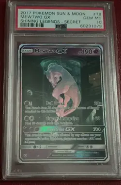 Pokemon 2017 Shining Legends Mewtwo GX 78/73 Secret Rare Holo PSA 10 - Image 2
