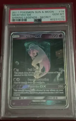 Pokemon 2017 Shining Legends Mewtwo GX 78/73 Secret Rare Holo PSA 10 - Image 3