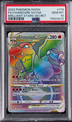 #007 - 2022 Pokemon Secret Rare Full Art #174 Charizard VSTAR - PSA GEM MT 10 - Image 1