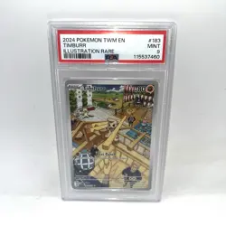 PSA 9 MINT Timburr Twilight Masquerade Illustration Rare Holo Pokemon 183/167 - Image 1