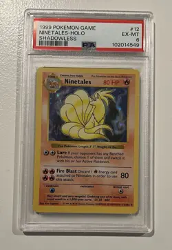 1999 POKEMON BASE SET SHADOWLESS #12 NINETALES-HOLO PSA 6 - Image 1