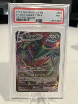 2023 POKEMON SWORD & SHIELD CROWN ZENITH #102 FULL ART/RAYQUAZA VMAX PSA 9 - Image 1