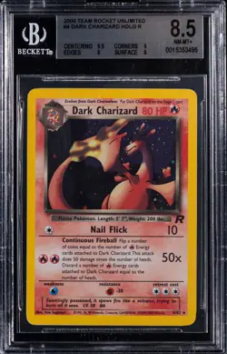 #005 - 2000 Pokemon Team Rocket Unl Rare Holo #4 Dark Charizard - BGS NM-MT+ 8.5 - Image 1