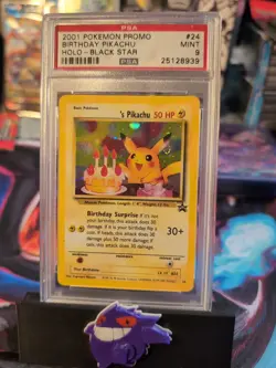 Birthday Pikachu Black Star Promo PSA 9 Old Cert. Pokemon TCG - Image 1