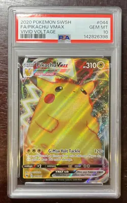 PSA 10 Pokemon Pikachu TCG VMAX Vivid Voltage Holo Ultra Rare Card 044/185 GM - Image 1