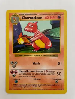 Charmeleon 24/102 Shadowless Base Set Vintage WOTC Pokemon Card LP - Image 1