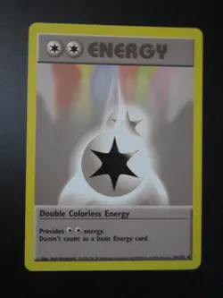 DOUBLE COLORLESS ENERGY POKEMON CARD 96/102 BASE NON HOLO NEVER PLAYED NM- - Image 1