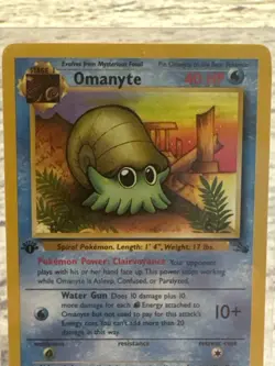 1999 Pokemon Fossil Omanyte 52/62 1st Edition NM WOTC Vintage Card - Image 2