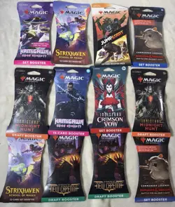12 Packs MTG Magic The Gathering Booster Pack Bundle Lot Sleeved Booster Packs - Image 1