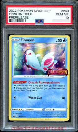 Pokemon Lost Origin Prerelease Promo Finneon Holo SWSH240 PSA 10 - Image 1