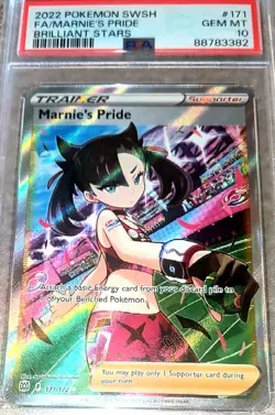 Marnie's Pride PSA 10 💎 2022 SWSH Pokemon Brilliant Stars FA 171 Full Art - Image 1