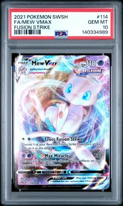 2021 POKEMON SWORD & SHIELD FUSION STRIKE #114 FULL ART/MEW VMAX PSA 10 - Image 1