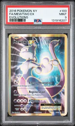 2016 POKEMON XY EVOLUTIONS #103 FULL ART/MEWTWO EX PSA 9 - Image 1