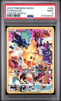 2023 POKEMON SWORD & SHIELD CROWN ZENITH #160 FULL ART/PIKACHU PSA 9 - Image 1