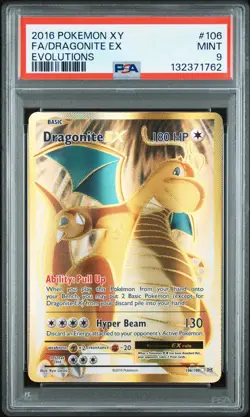 2016 POKEMON XY EVOLUTIONS #106 FULL ART/DRAGONITE EX PSA 9 - Image 1