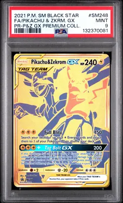 2021 POKEMON SM BLACK STAR PROMO #SM248 FULL ART/PIKACHU & ZEKROM GX PSA 9 - Image 1