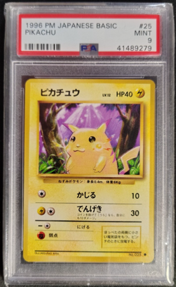 PSA 9 Pikachu Japanese Base Set Basic 1996 P.M. Pokemon Mint 9 Graded Card #25 - Image 1