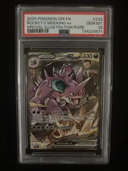2025 POKEMON DRI EN-DESTINED RIVALS #233 TEAM ROCKET'S NIDOKING EX PSA 10 - Image 1