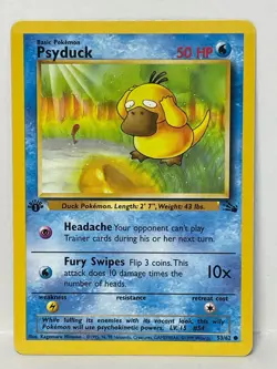 Pokemon Psyduck 1st Edition Fossil 53/62 -LP - Image 1
