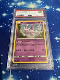 PSA 8 mint sun and moon black star promo Pokemon Mewtwo SM77 Sm Holo cosmos holo - Image 1