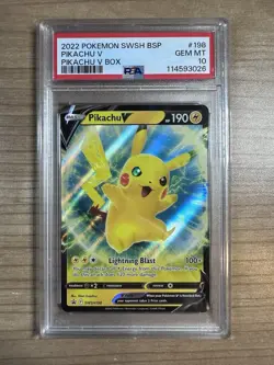 Pikachu V 2022 Pokemon V - Pikachu V Box - Black Star Promo #198 PSA 10 - Image 1