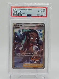PSA 10 GEM MINT Pokemon Nessa Vivid Voltage Full Art 183/185 - Image 1