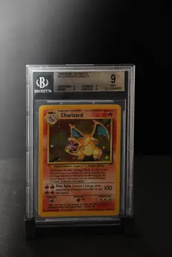 BGS 9 MINT Pokemon Charizard Base Set Unlimited Holo 4/102 - Image 1