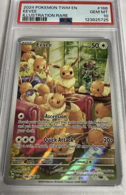 Pokemon Eevee Twilight Masquerade Holo Rare Illustration 188/167, PSA 10 - Image 1