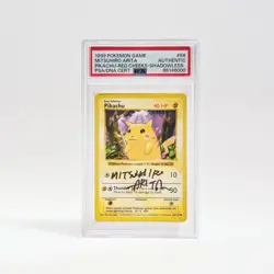 1999 Pokemon Base Set Shadowless Pikachu Red Cheeks Arita Signed PSA Authentic - Image 1