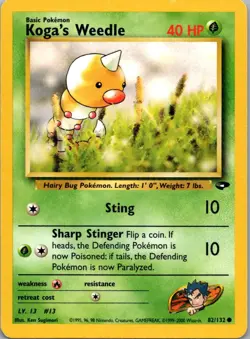 Pokemon TCG Kogas Weedle 82/132 Gym Challenge LP - Image 1