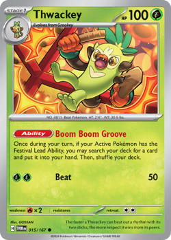 Thwackey 15/167 Common | Twilight Masquerade | Pokemon Card - Image 1
