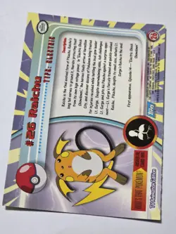 #26 Raichu 1999 Topps Pokemon Card Series 1 TV Animation - Image 2