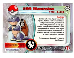 Pokemon Blastoise #09 1999 Topps TV Series 1 Black Logo Foil Pokemon Card EX/LP - Image 2