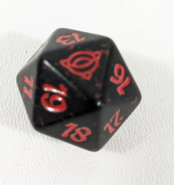 MTG d20 Spindown 20-sided Life Counter die dice Lord of the Rings Black & Red - Image 1