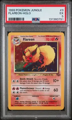1999 POKEMON JUNGLE #3 FLAREON-HOLO PSA 5 - Image 1