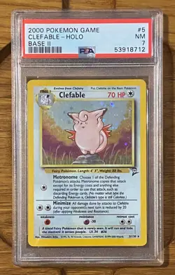 Pokemon Game Base 2 Clefable PSA 7 5/130 # 53918712 SWIRL - Image 1