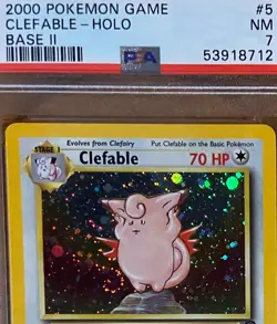 Pokemon Game Base 2 Clefable PSA 7 5/130 # 53918712 SWIRL - Image 2