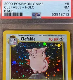Pokemon Game Base 2 Clefable PSA 7 5/130 # 53918712 SWIRL - Image 3
