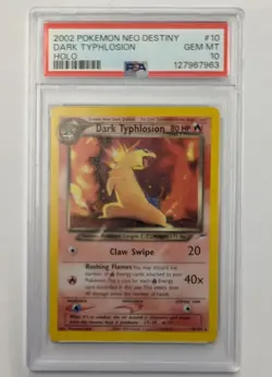 Pokemon 2002 Neo Destiny Dark Typhlosion holo #10 Gem MT PSA 10 POP 79 - Image 1