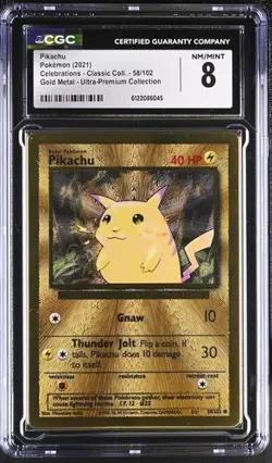 Pikachu *CGC 8* GOLD METAL *Celebrations* #58 *2021* Pokemon - Image 1