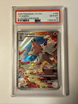 Pokemon Lycanroc 2025 Journey Together #166 Illustration Rare PSA 10 - Image 1