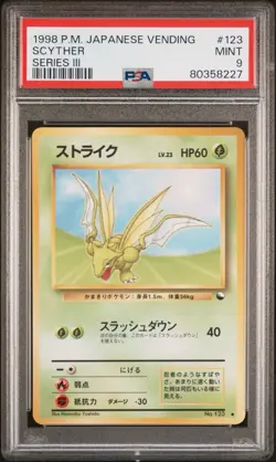 1998 Pokemon Japanese Vending Series III Scyther PSA 9 Mint #123 - Image 1
