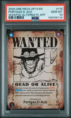 Portgas.D.Ace (SP) OP13 *ERROR* Wanted Poster One Piece English PSA 10 - Image 1