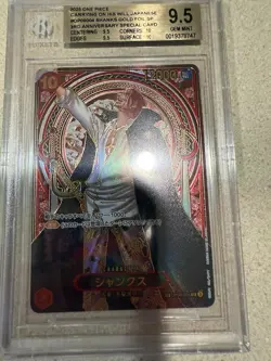 BGS 9.5 ONE PIECE OP13- #004 SHANKS 3RD ANNIVERSARY-GOLD SP JP - Image 1