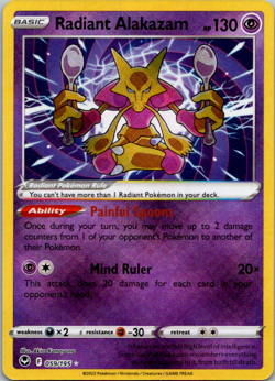 Radiant Alakazam - 059/195 - Pokemon Silver Tempest Radiant Rare Card NM - Image 1