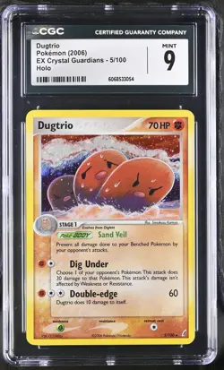 CGC 9 MINT Dugtrio 2006 EX Crystal Guardians 5/100 Holo Pokemon Card - Image 1