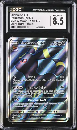 CGC 8.5 Umbreon GX 2017 Sun & Moon 142/149 Ultra Rare Holo Pokemon Card - Image 1