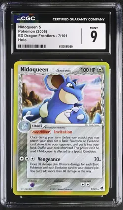 CGC 9 MINT Nidoqueen 2006 EX Dragon Frontiers 7/101 Holo Pokemon Card - Image 1